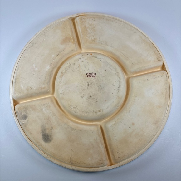 Vintage Japanese Mikori Ware Porcelain 5 Part Divided Tray Floral Design w/ Case - Picture 3 of 10